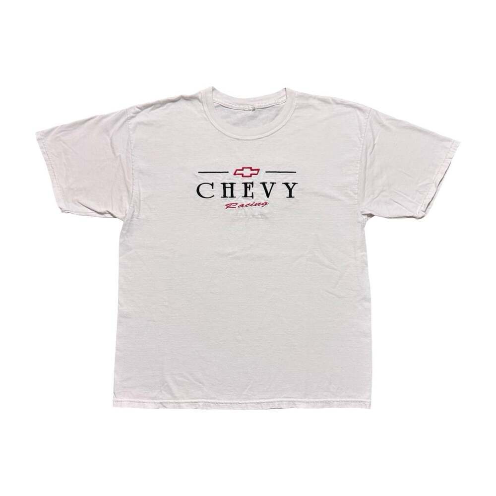 Vintage Chevy Racing Embroidered Y2K Short Sleeve Tshirt Size XL